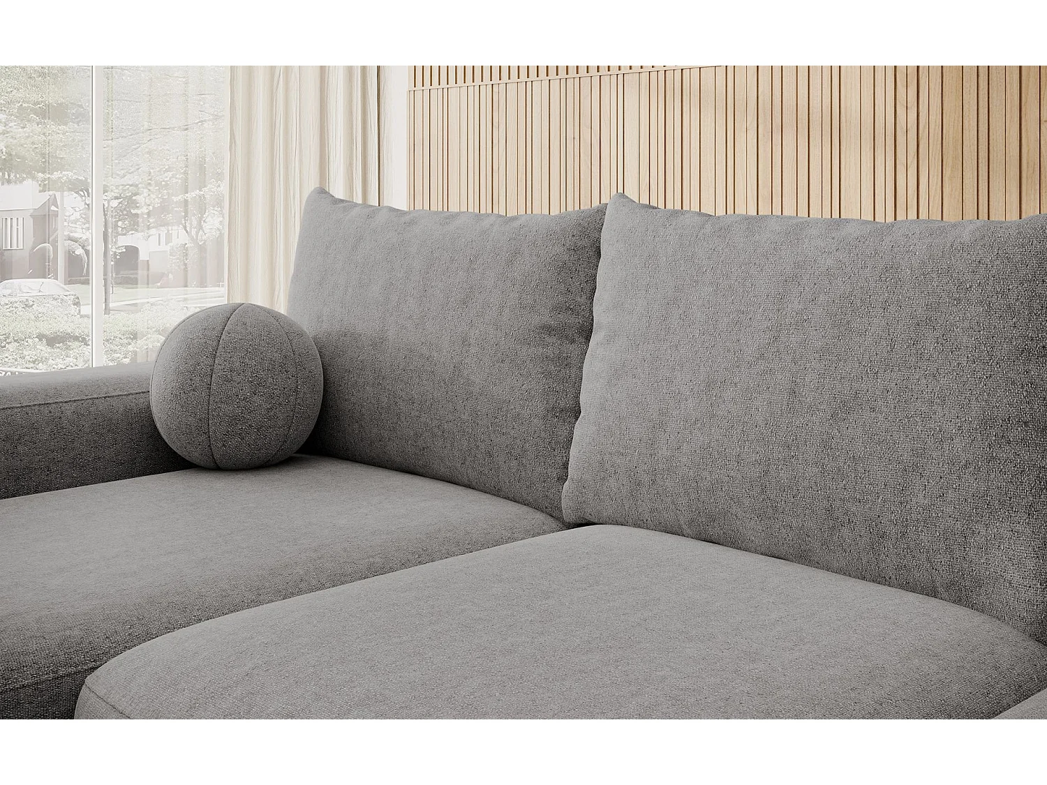 Carnos Ecksofa - mit Chenillebezug und Ballkissen - dunkelgrau - links - CARNOS