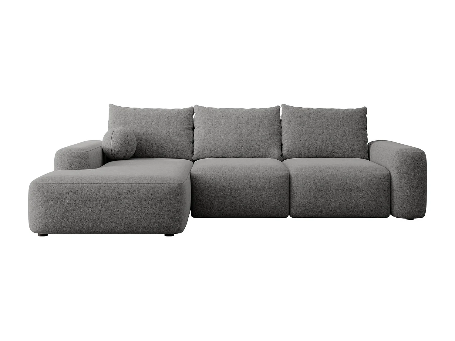 Canapé d'angle convertible - gris foncé chenille - côté gauche - CARNOS