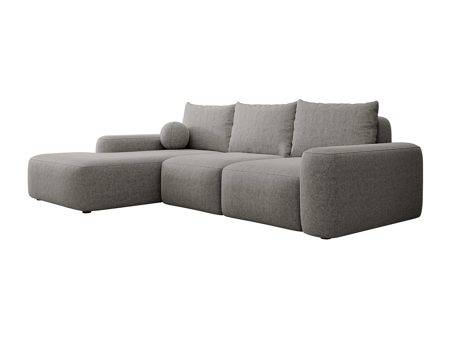 Canapé d'angle convertible - gris foncé chenille - côté gauche - CARNOS