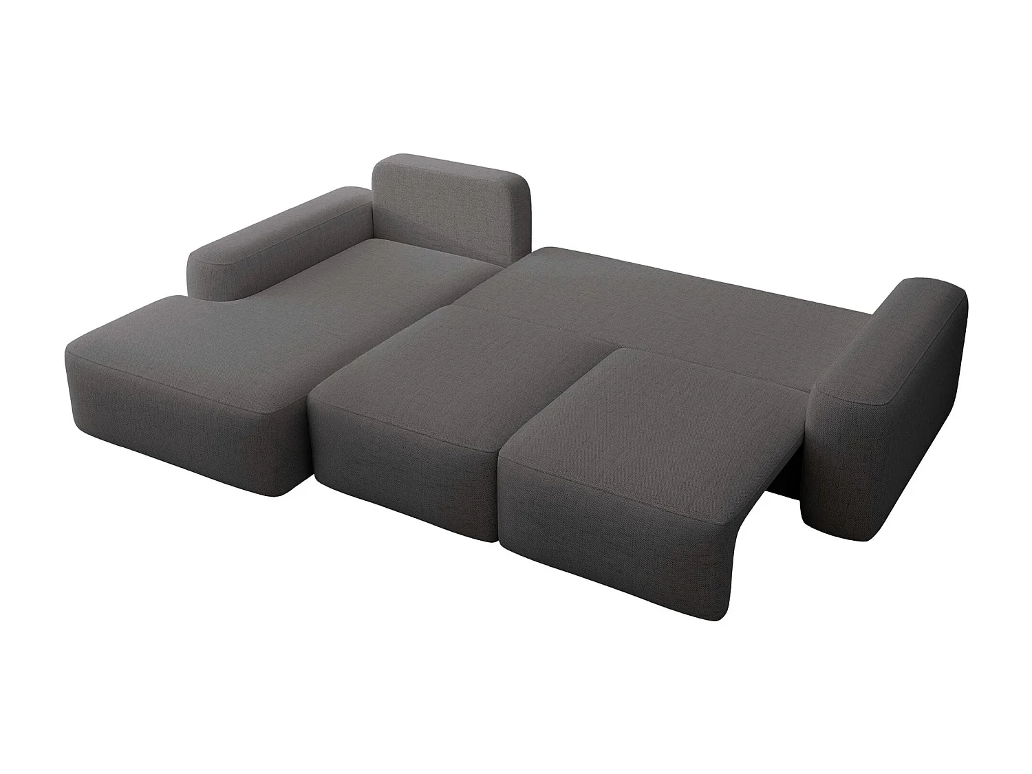 Canapé d'angle convertible - gris foncé chenille - côté gauche - CARNOS
