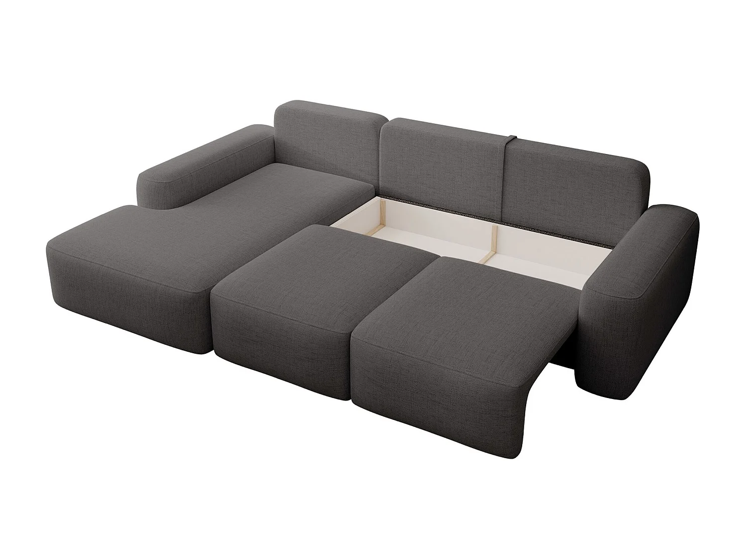 Canapé d'angle convertible - gris foncé chenille - côté gauche - CARNOS