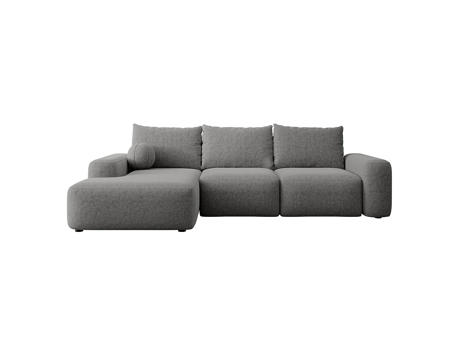 Carnos Ecksofa - mit Chenillebezug und Ballkissen - dunkelgrau - links - CARNOS