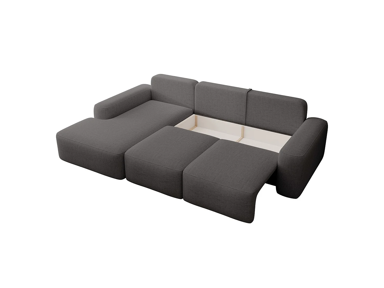 Carnos Ecksofa - mit Chenillebezug und Ballkissen - dunkelgrau - links - CARNOS