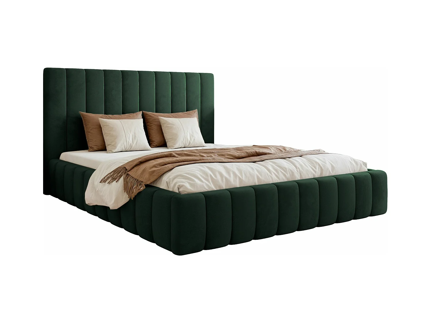 Lit coffre - 180x200 cm - en tissu velours vert foncé - FIARRO