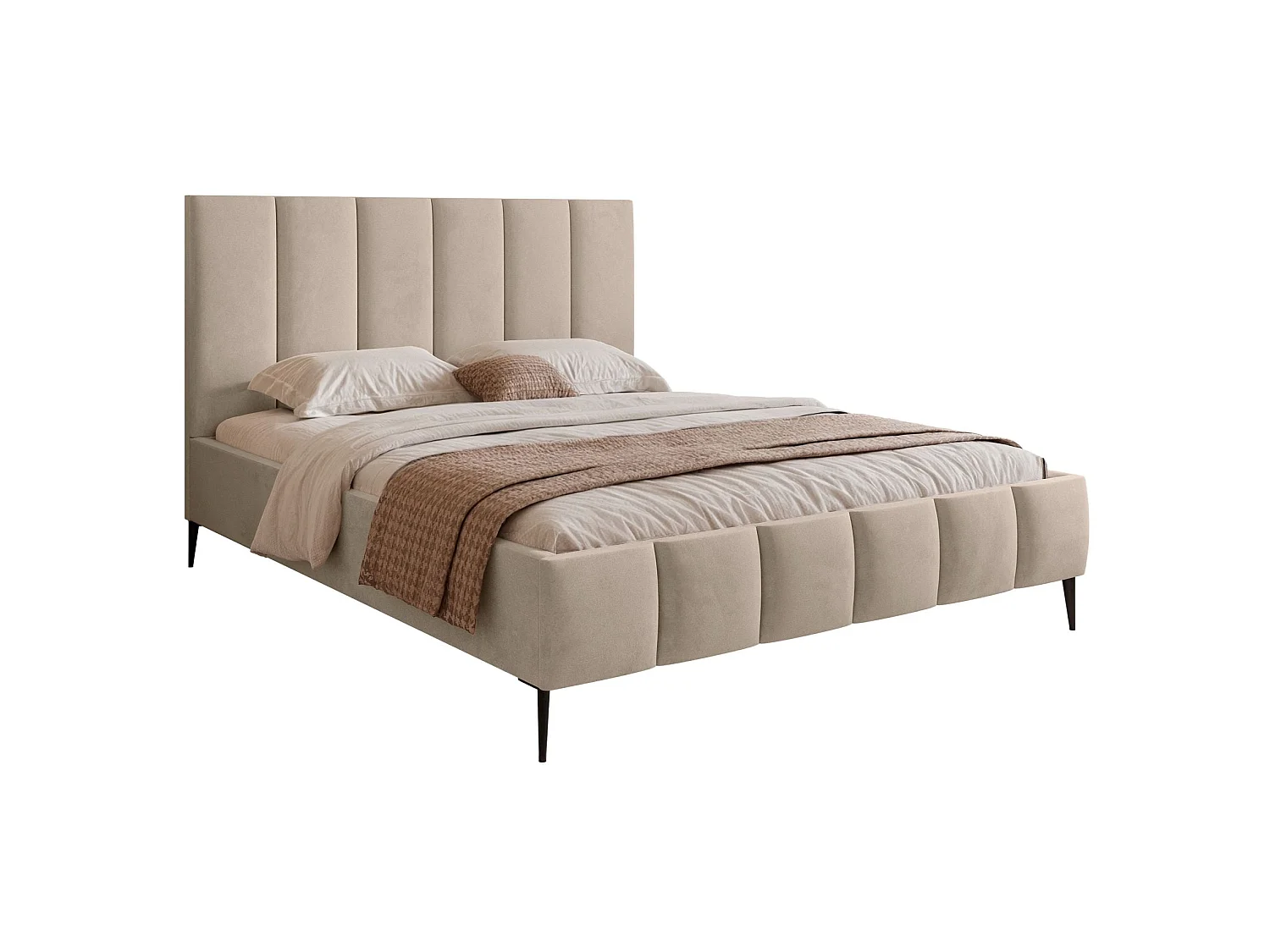 Polsterbett 160x200 - Bettkasten - Metallfüßen - beige - SARAFINO
