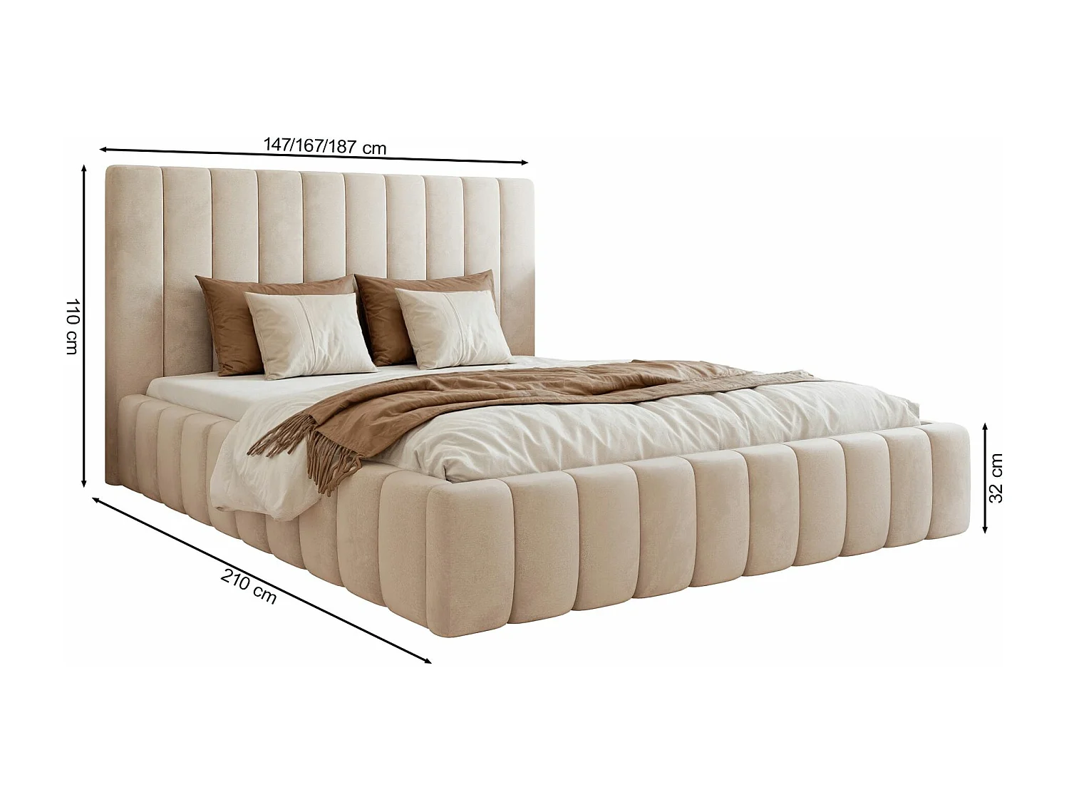 Lit coffre - 180x200 cm - en tissu velours gris foncé - FIARRO