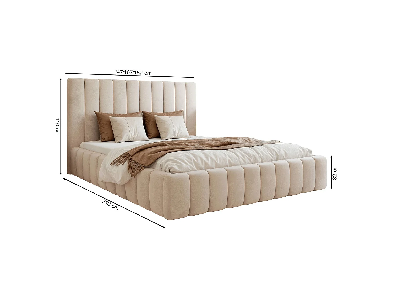 Lit coffre - 160x200 cm - en tissu velours vert foncé - FIARRO