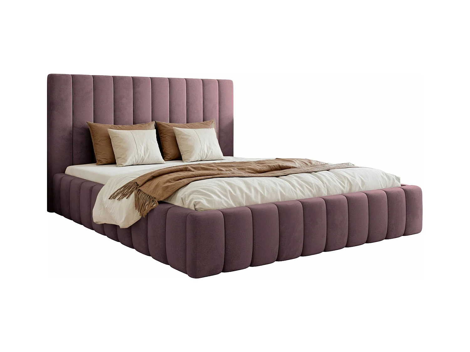 Lit coffre - 140x200 cm - en tissu velours violet - FIARRO