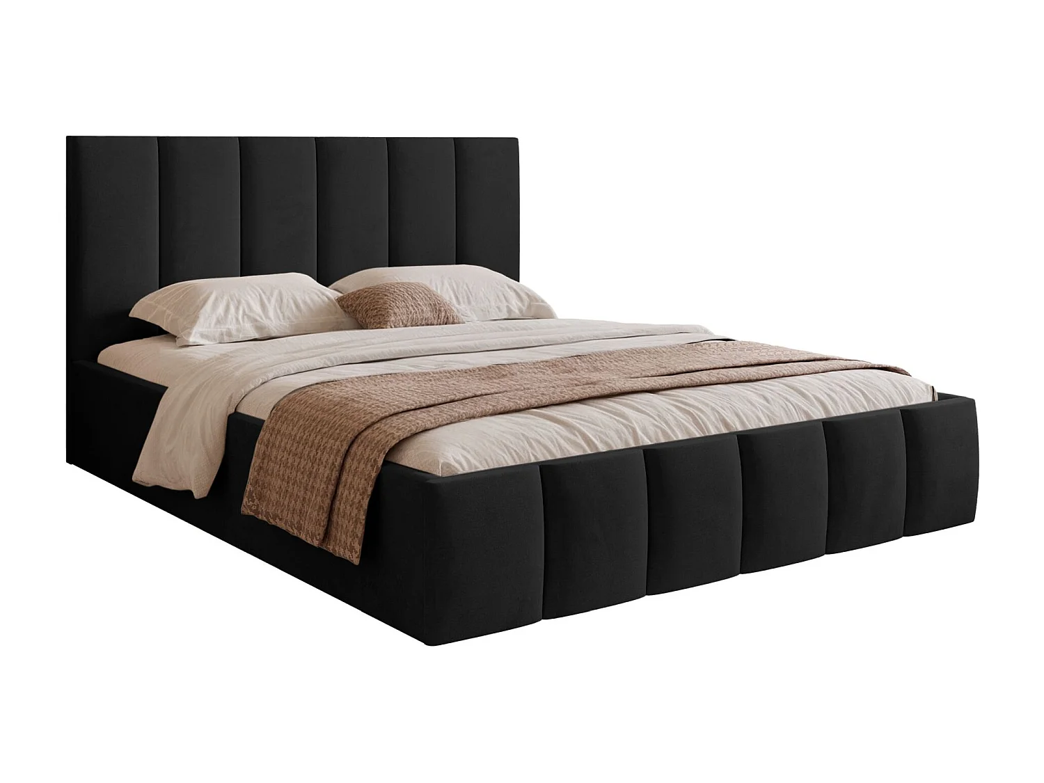 Opbergbed - 160x200 cm - in zwarte fluwelen stof - SARAFINO