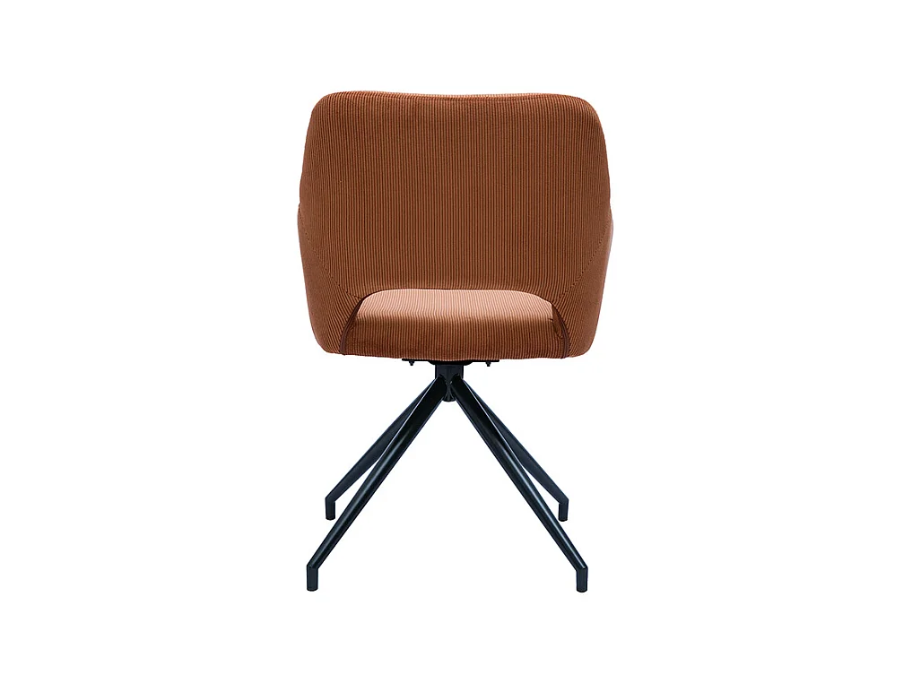 Chaise pivotante 360° en tissu velours côtelé terre brûlée et métal noir LAURETTE