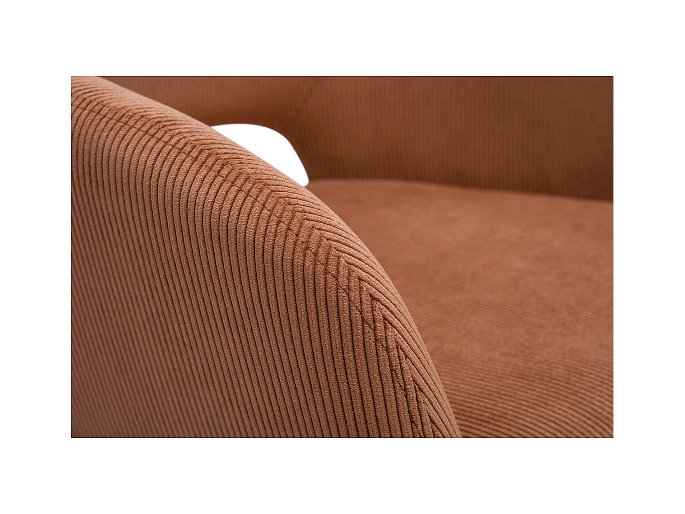 Chaise pivotante 360° en tissu velours côtelé terre brûlée et métal noir LAURETTE