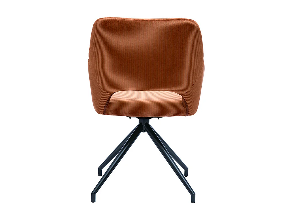 360° Drehstuhl aus gekörntem Samt in Terra Brulée und schwarzem Metall LAURETTE