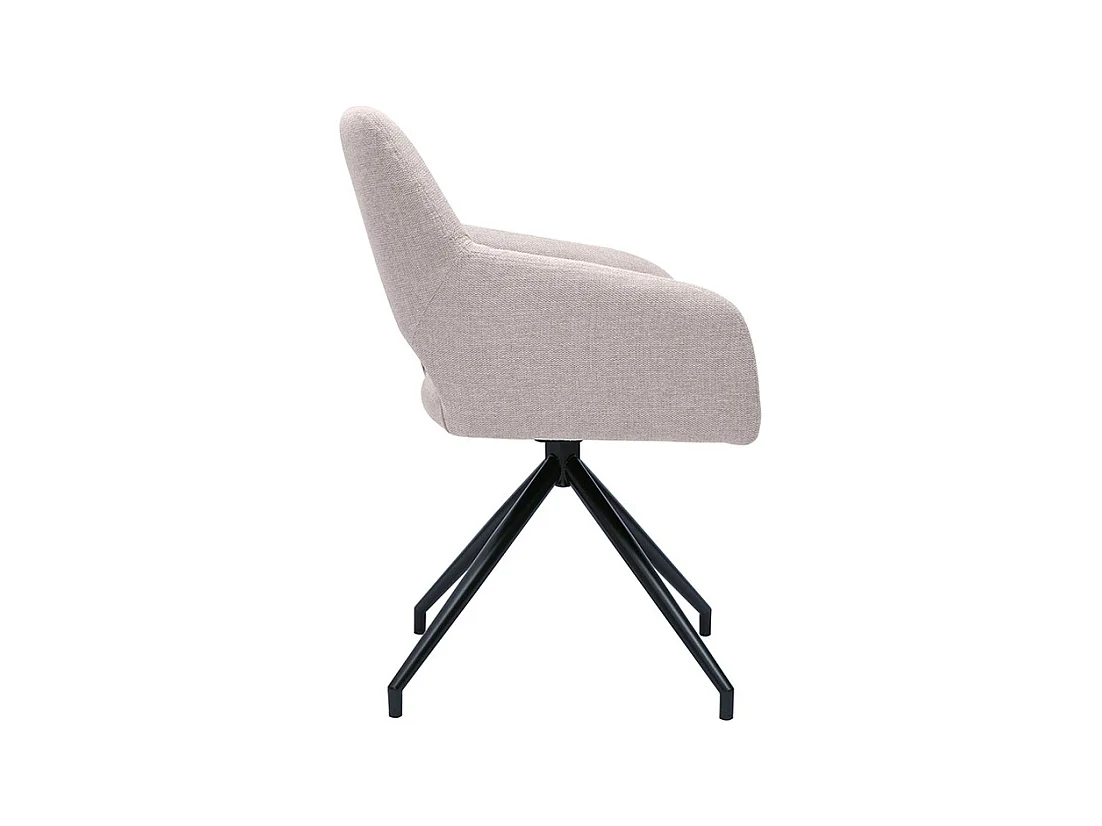 Chaise pivotante 360° en tissu effet velours texturé beige et métal noir LAURETTE