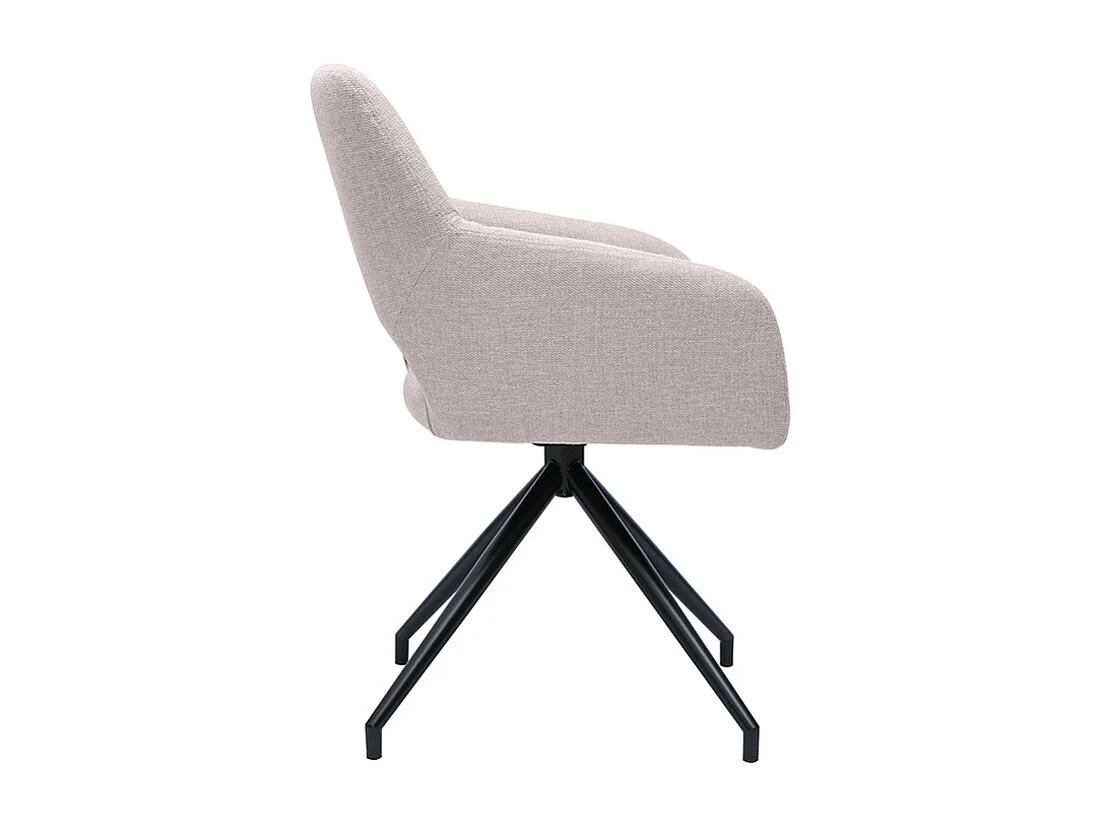 Drehstuhl 360° aus beigem Textur-Veloursstoff und schwarzem Metall LAURETTE