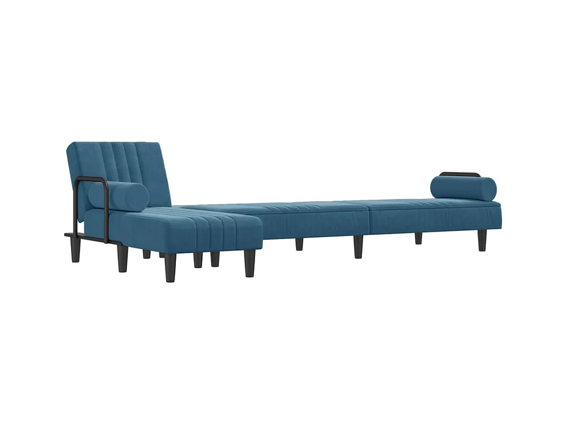 Divano Letto a L Blu 260x140x70 cm in Velluto