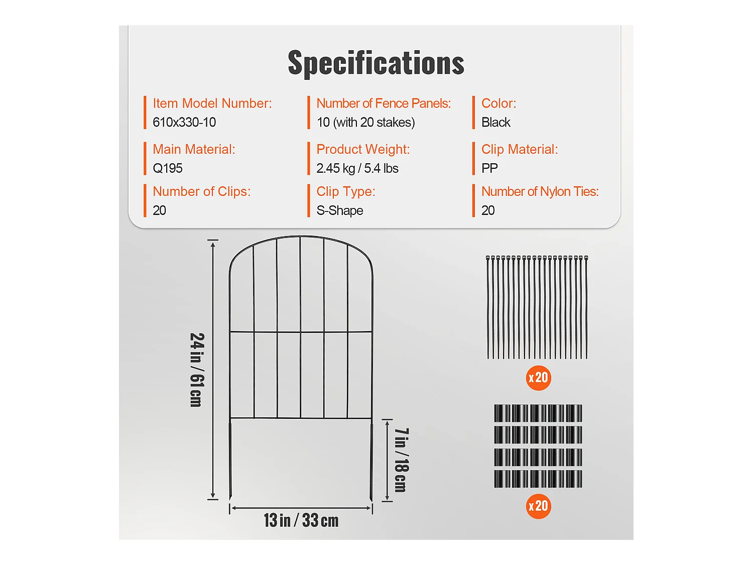 Panneaux de Clôture de Jardin SucceBuy 24 Po x 11 Pi, Décoratifs, Paquet de 10