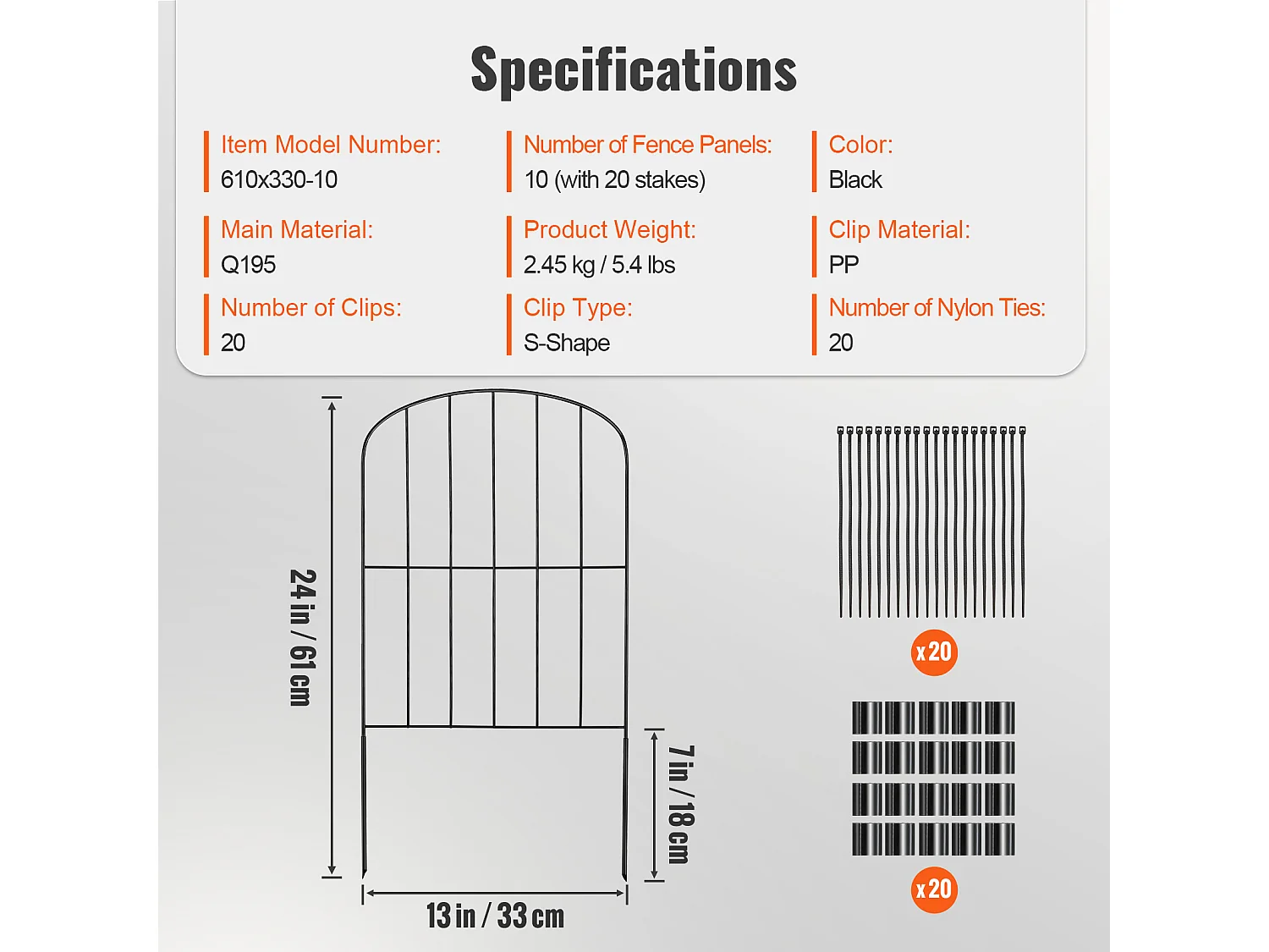 Panneaux de Clôture de Jardin SucceBuy 24 Po x 11 Pi, Décoratifs, Paquet de 10