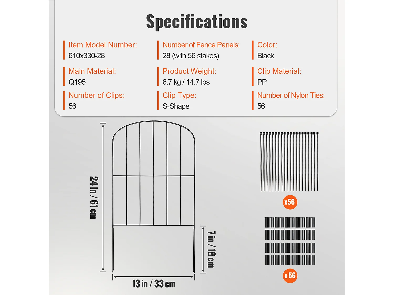 Clôture de Jardin SucceBuy 24 Po x 30 Pi Panneaux de Clôture Décoratifs, Paquet de 28