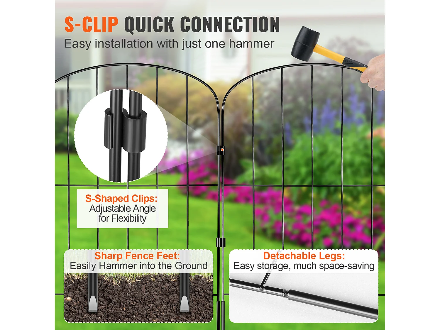 Clôture de Jardin SucceBuy 24 Po x 30 Pi Panneaux de Clôture Décoratifs, Paquet de 28