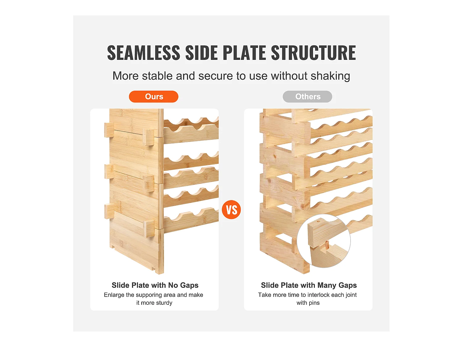 Casier à Vin SucceBuy en Bambou à 8 Niveaux Pour 72 Bouteilles, Présentoir Empilable et Modulaire