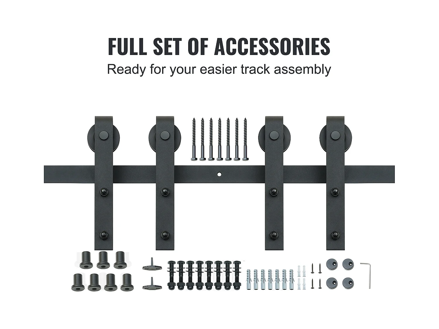 Porte Coulissante SucceBuy Kit de Quincaillerie pour Porte de Grange Coulissante de 8 Pieds, Rail de Porte Double et Support en J