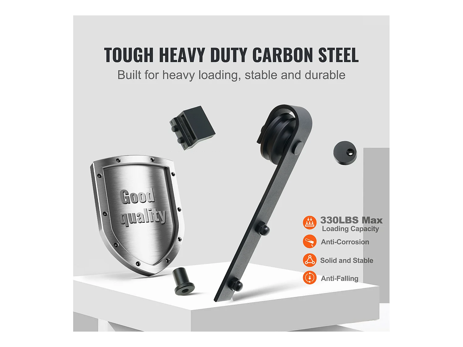 Porte Coulissante SucceBuy Kit de Quincaillerie pour Porte de Grange Coulissante de 8 Pieds, Rail de Porte Double et Support en J