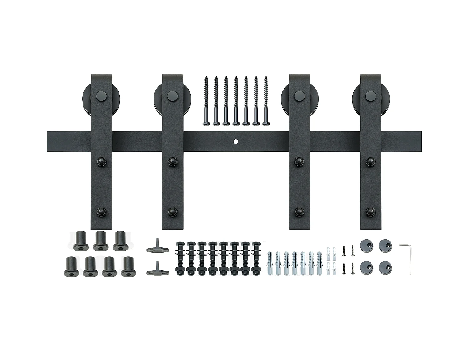 Porte Coulissante SucceBuy Kit de Quincaillerie pour Porte de Grange Coulissante de 8 Pieds, Rail de Porte Double et Support en J
