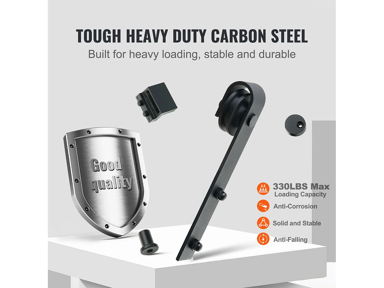 Porte Coulissante SucceBuy Kit de Quincaillerie pour Porte de Grange Coulissante de 8 Pieds, Rail de Porte Double et Support en J