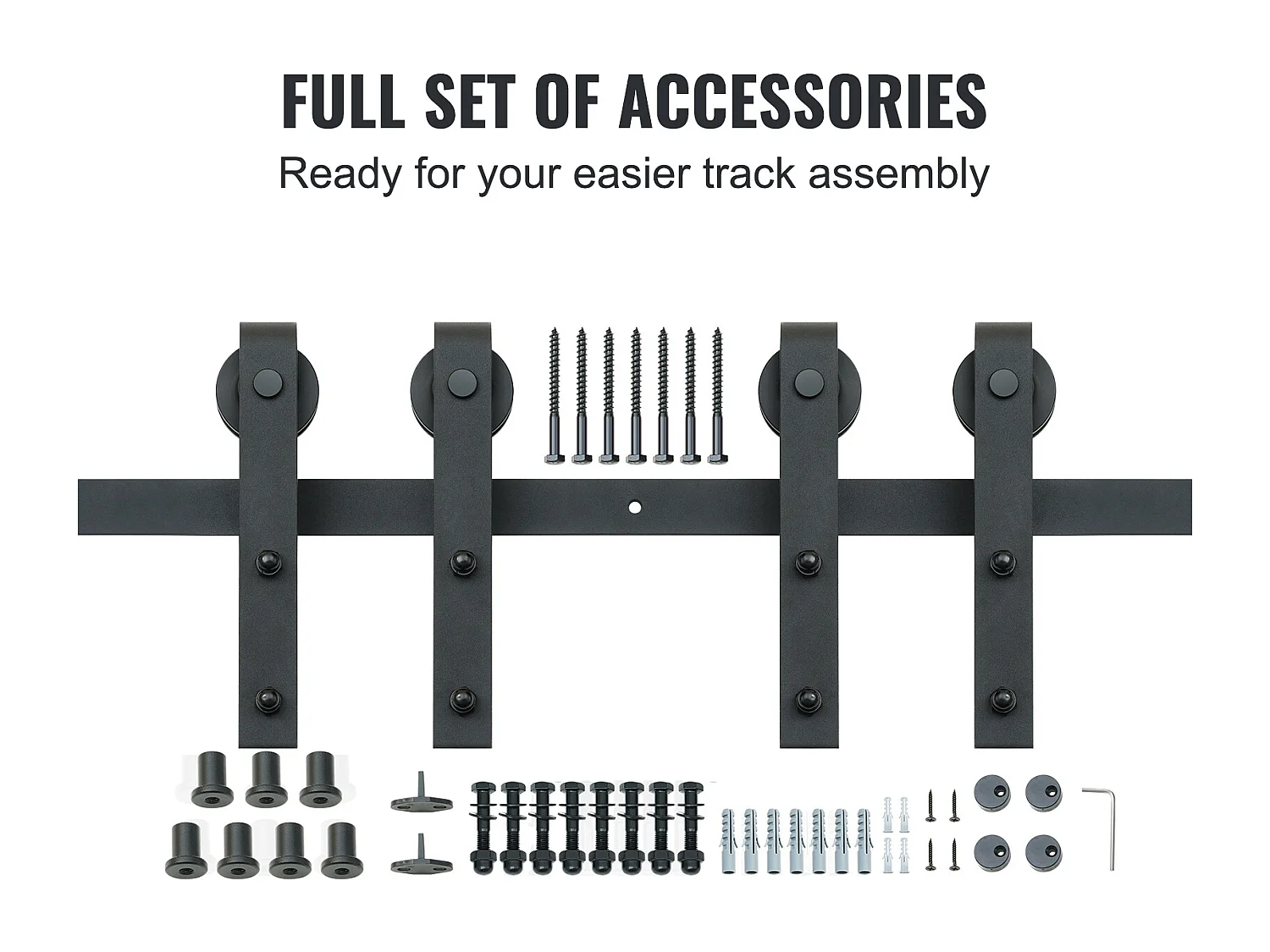 Porte Coulissante SucceBuy Kit de Quincaillerie pour Porte de Grange Coulissante de 8 Pieds, Rail de Porte Double et Support en J