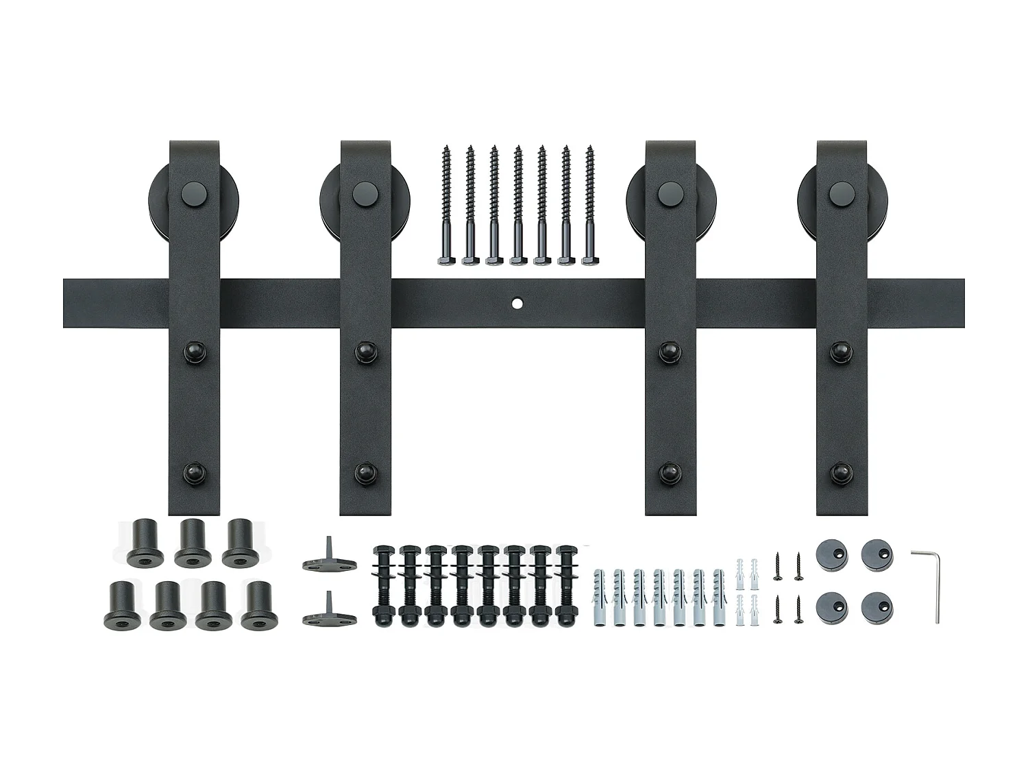 Porte Coulissante SucceBuy Kit de Quincaillerie pour Porte de Grange Coulissante de 8 Pieds, Rail de Porte Double et Support en J