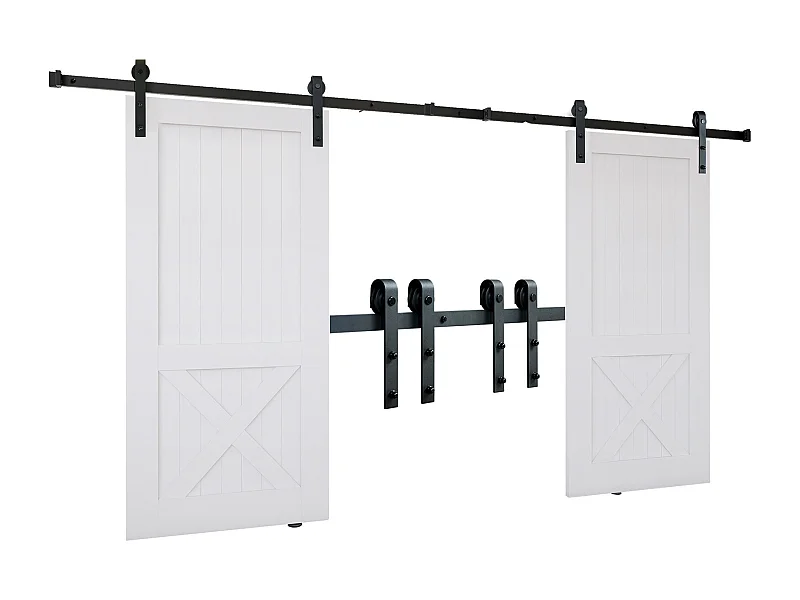 Porte Coulissante SucceBuy Kit de Quincaillerie pour Porte de Grange Coulissante de 8 Pieds, Rail de Porte Double et Support en J
