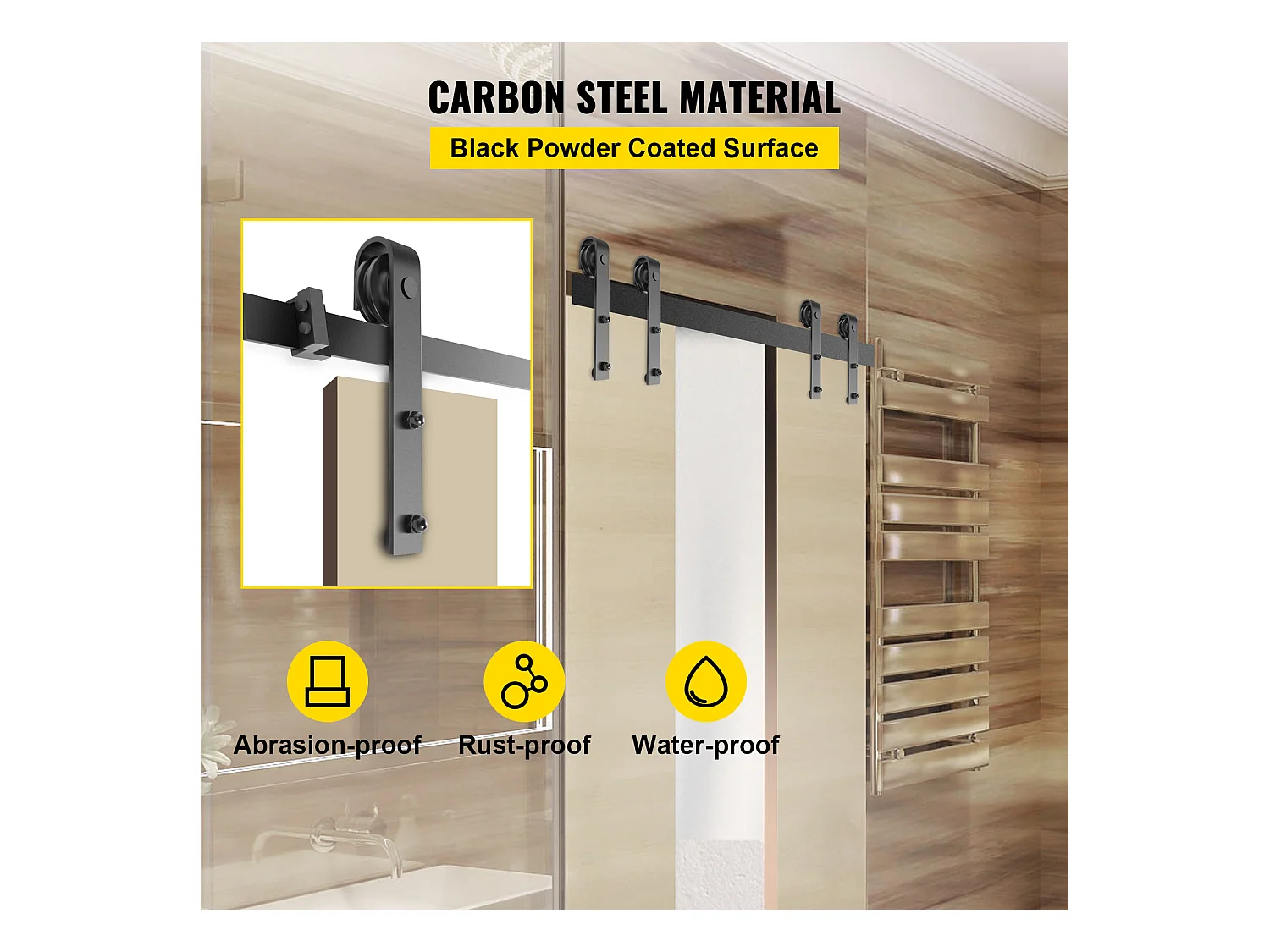 Porte Coulissante SucceBuy Kit de Quincaillerie pour Porte de Grange 11 Pieds en Acier au Carbone pour Portes Doubles