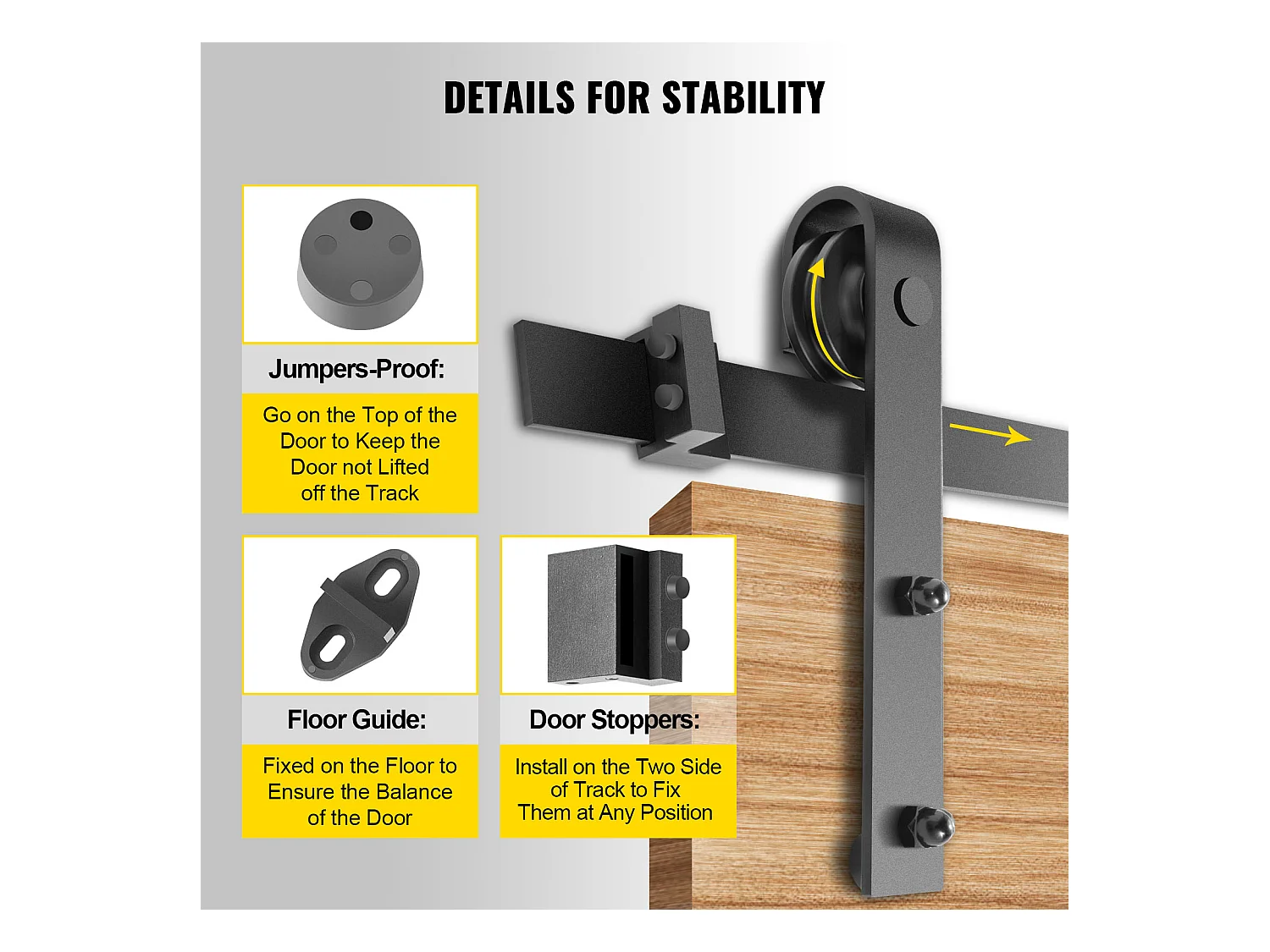 Porte Coulissante SucceBuy Kit de Quincaillerie pour Porte de Grange 11 Pieds en Acier au Carbone pour Portes Doubles