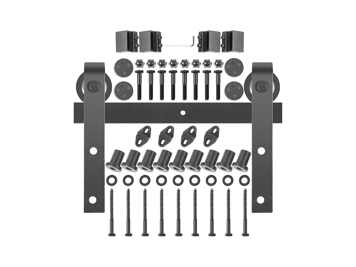 Porte Coulissante SucceBuy Kit de Quincaillerie pour Porte de Grange de 3,7 M, Acier au Carbone, Rail de Porte Double