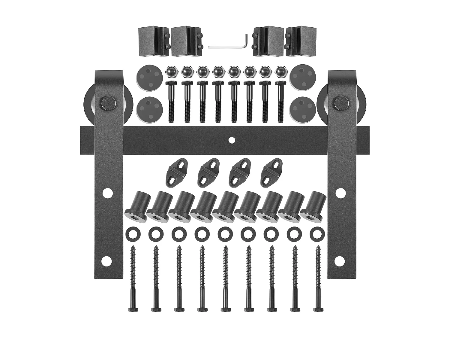 Porte Coulissante SucceBuy Kit de Quincaillerie pour Porte de Grange de 3,7 M, Acier au Carbone, Rail de Porte Double