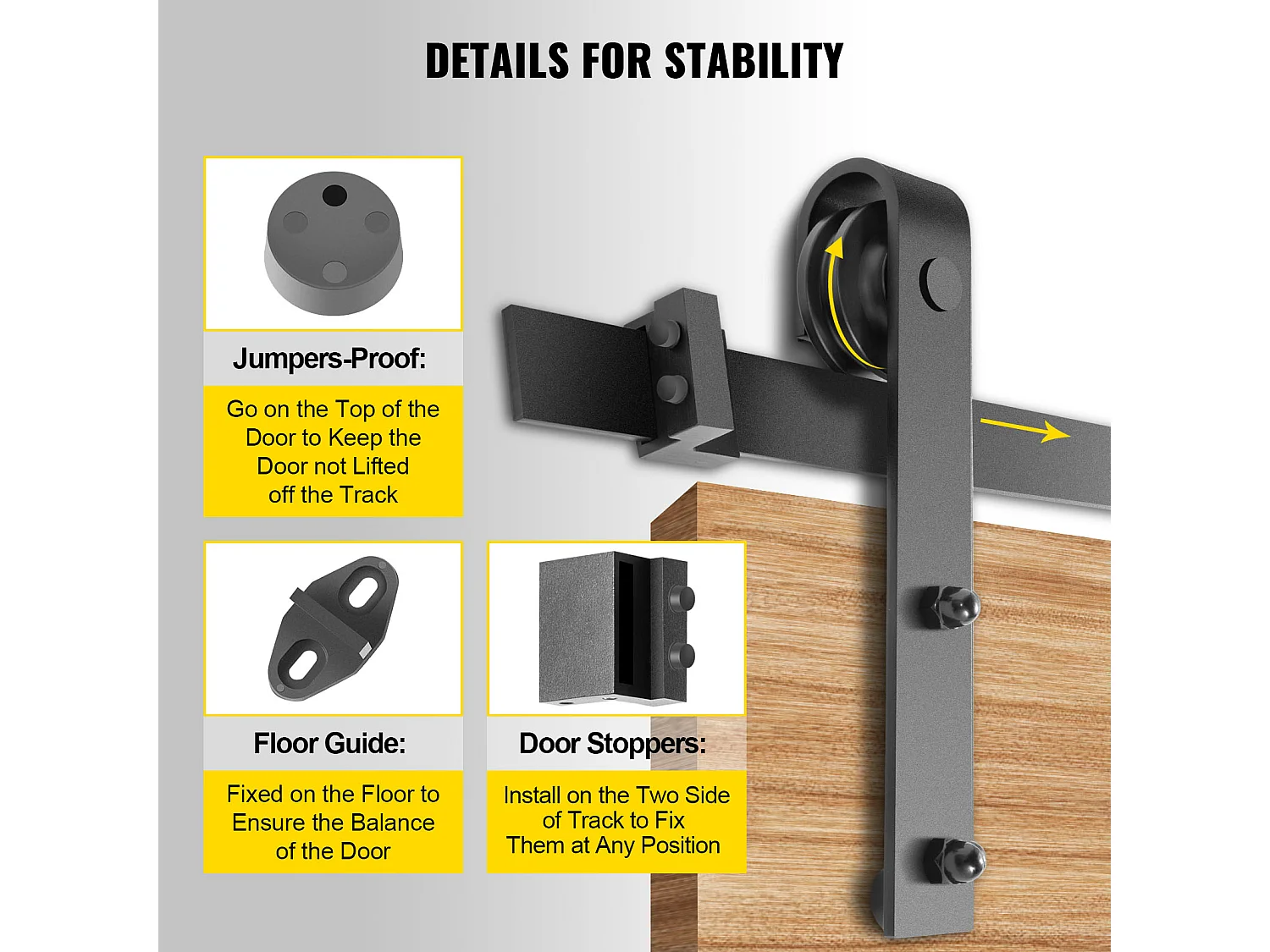 Porte Coulissante SucceBuy Kit de Quincaillerie pour Porte de Grange de 3,7 M, Acier au Carbone, Rail de Porte Double