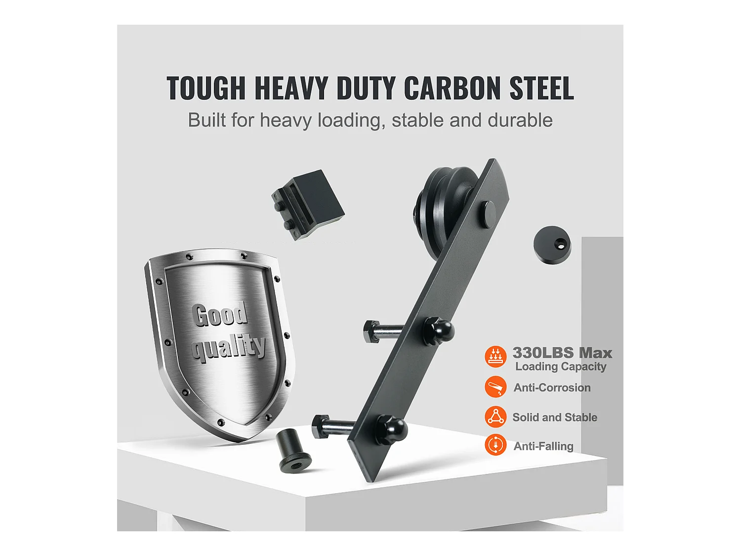 Porta de Correr SucceBuy Kit de Ferragens para Porta de Correr de Celeiro de 2,5 m | Calha de Armário para Portas Duplas | Cabides I