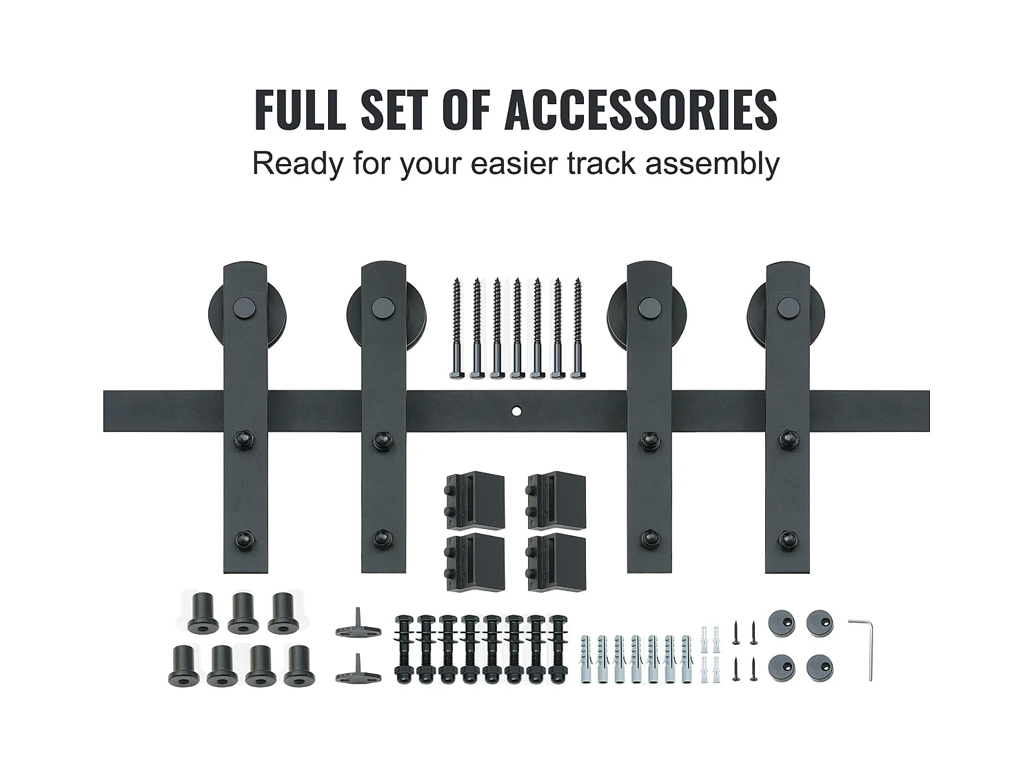 Porta de Correr SucceBuy Kit de Ferragens para Porta de Correr de Celeiro de 2,5 m | Calha de Armário para Portas Duplas | Cabides I