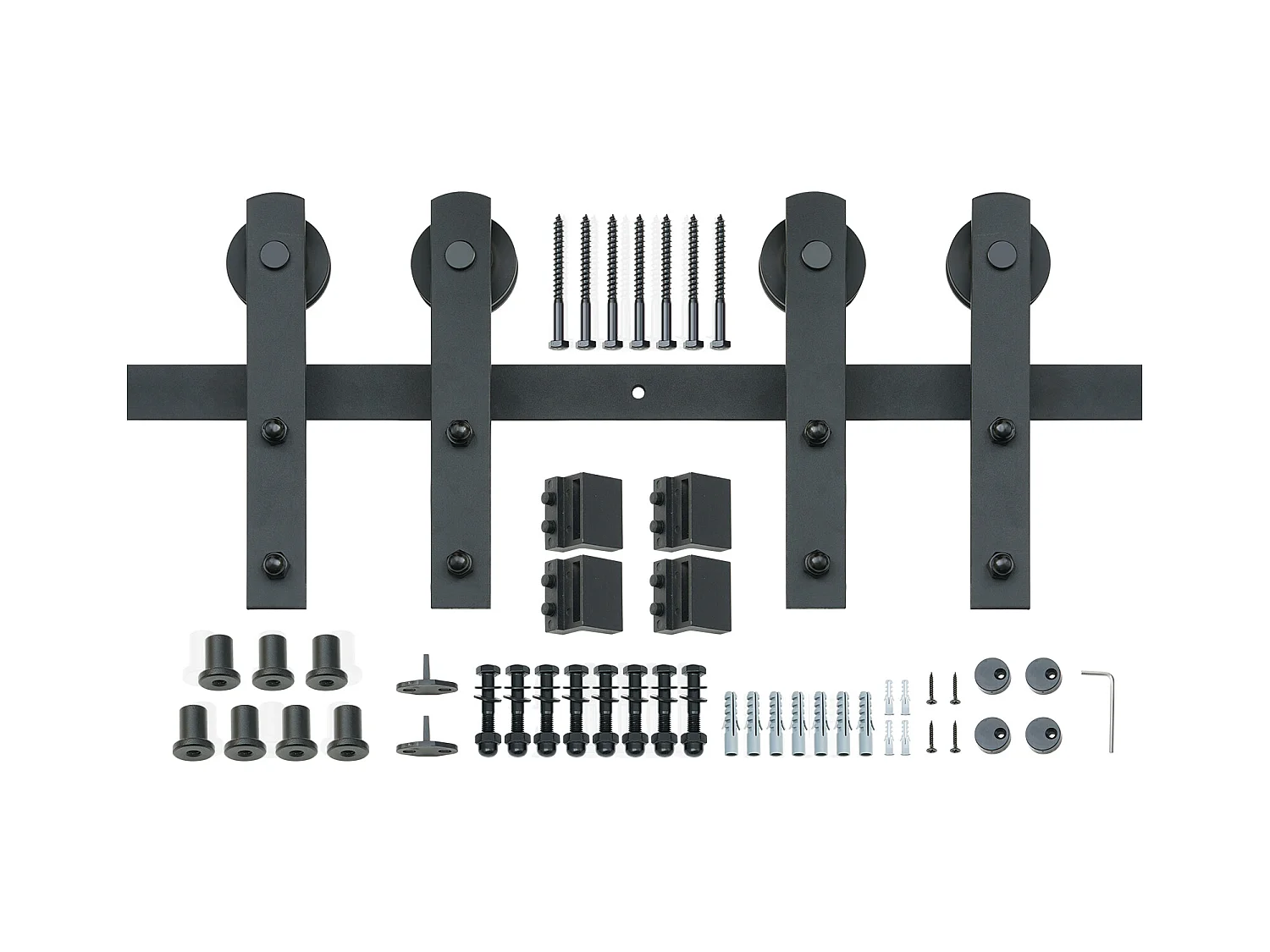 Porta de Correr SucceBuy Kit de Ferragens para Porta de Correr de Celeiro de 2,5 m | Calha de Armário para Portas Duplas | Cabides I