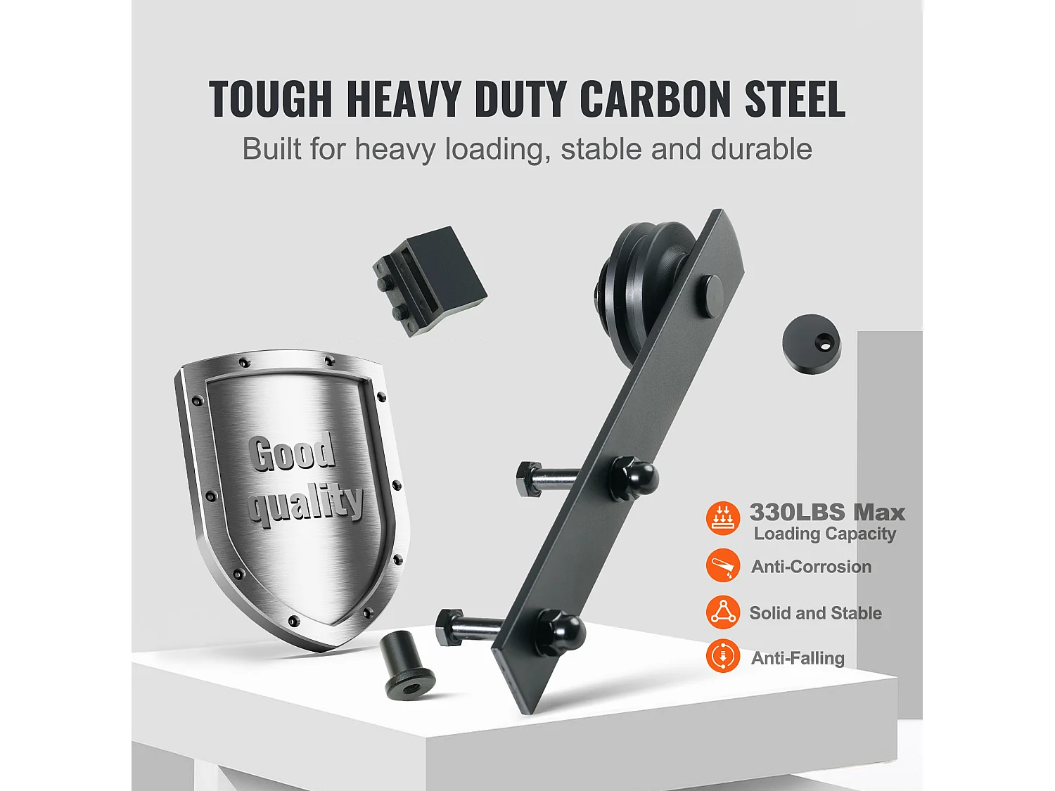 Porte Coulissante SucceBuy Kit de Quincaillerie pour Porte de Grange Coulissante 8 Pieds | Rail de Placard pour Portes Doubles | I-Hangers