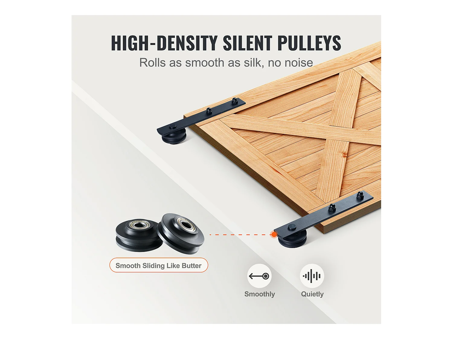 Porte Coulissante SucceBuy Kit de Quincaillerie pour Porte de Grange Coulissante 8 Pieds | Rail de Placard pour Portes Doubles | I-Hangers