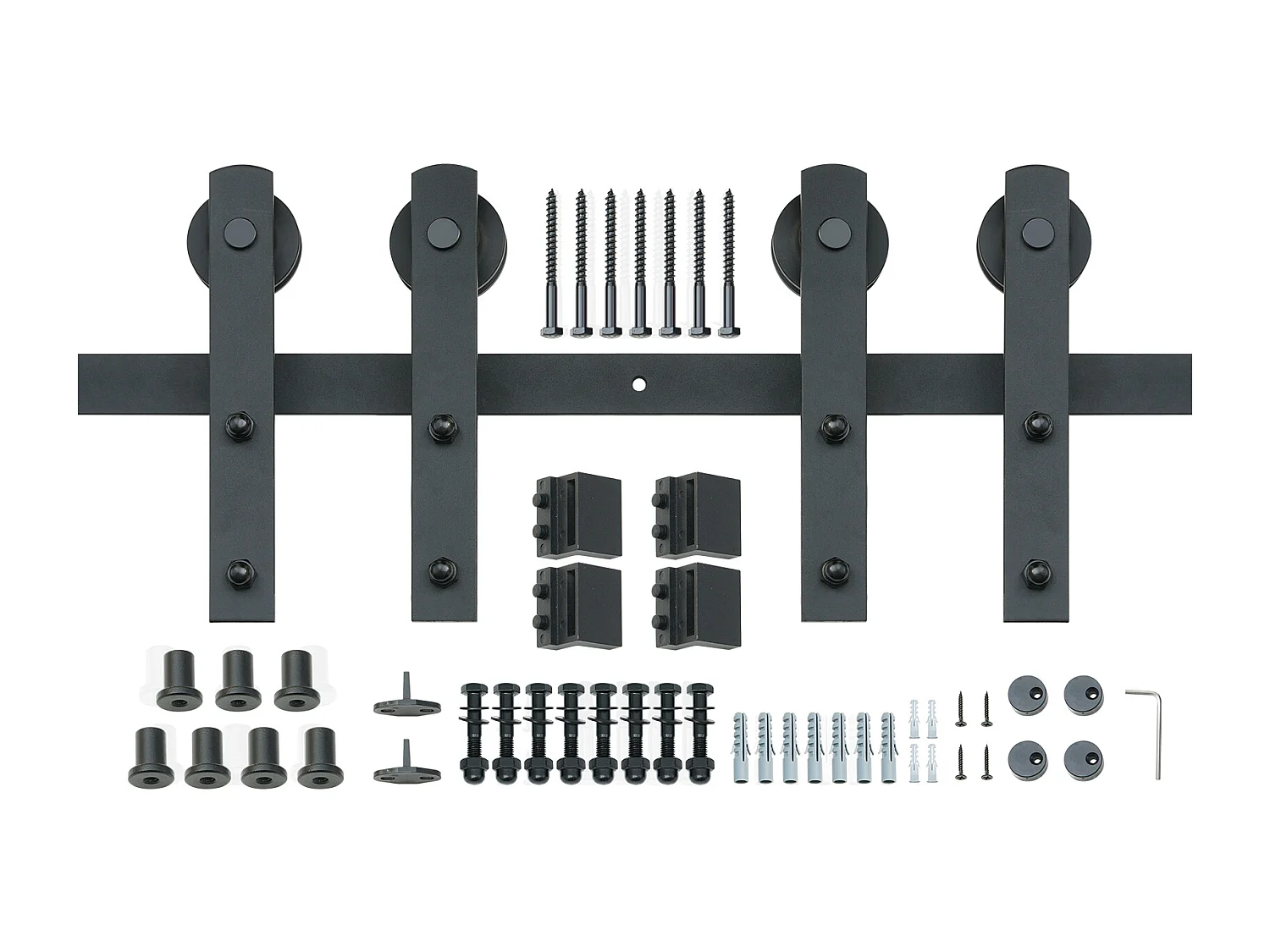 Porte Coulissante SucceBuy Kit de Quincaillerie pour Porte de Grange Coulissante 8 Pieds | Rail de Placard pour Portes Doubles | I-Hangers