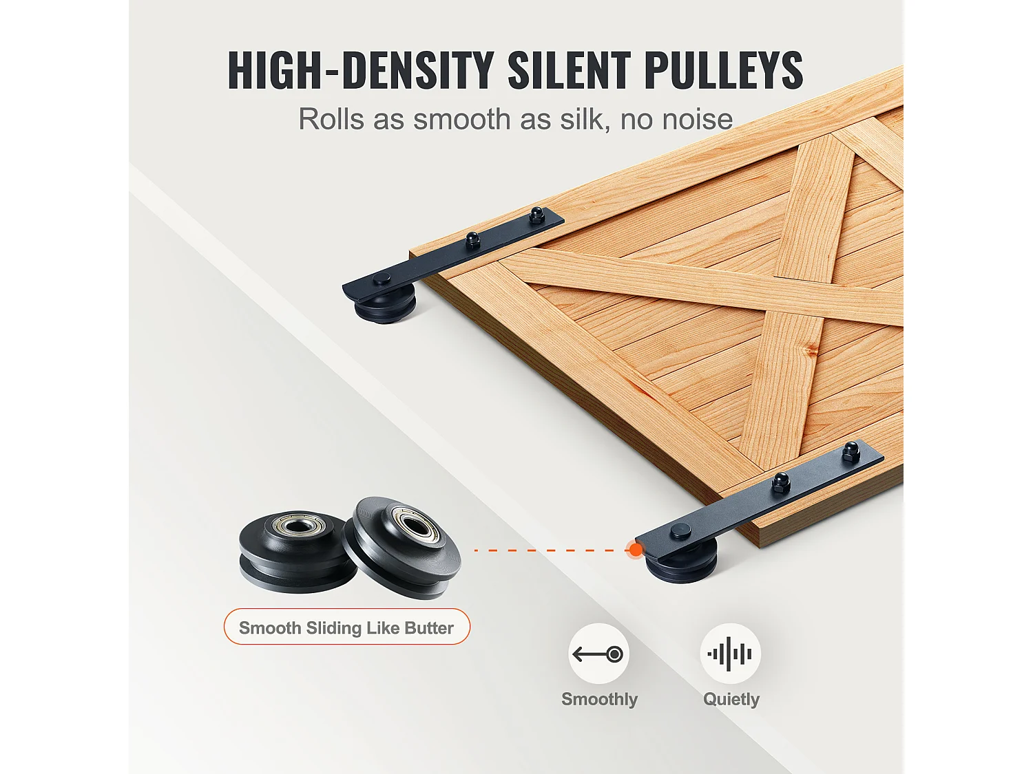 Puerta Corrediza SucceBuy Kit de Herrajes para Puertas Corredizas de Granero de 8 Pies | Riel de Armario para Puertas Dobles | Perchas en Forma de I