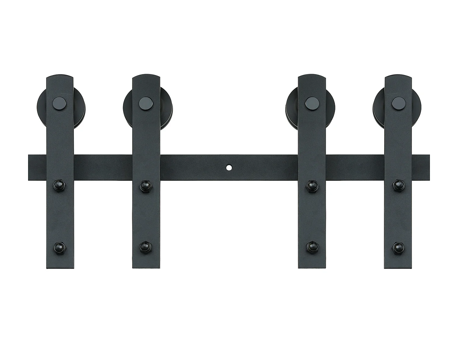 Puerta Corrediza SucceBuy Kit de Herrajes para Puertas Corredizas de Granero de 8 Pies | Riel de Armario para Puertas Dobles | Perchas en Forma de I