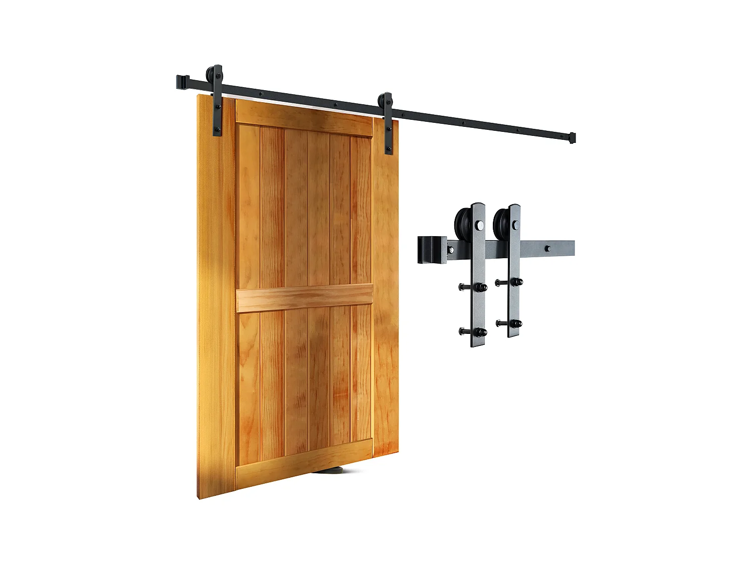 Kit de Porte Coulissante SucceBuy, Kit de Quincaillerie pour Porte de Grange Coulissante 8 Pieds, Rail de Placard pour Porte Simple