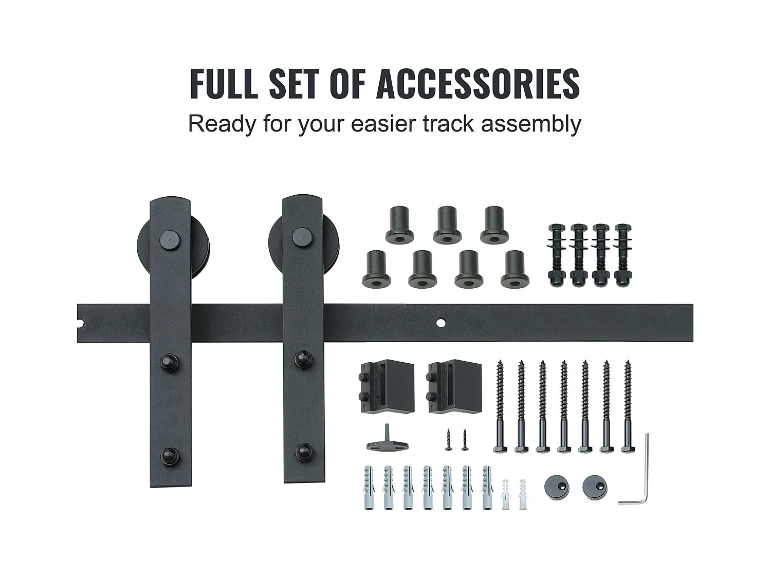 Schiebetür SucceBuy 8 Fuß Schiebetür-Hardware-Kit für Scheunentore, Einzeltür-Schrankschiene