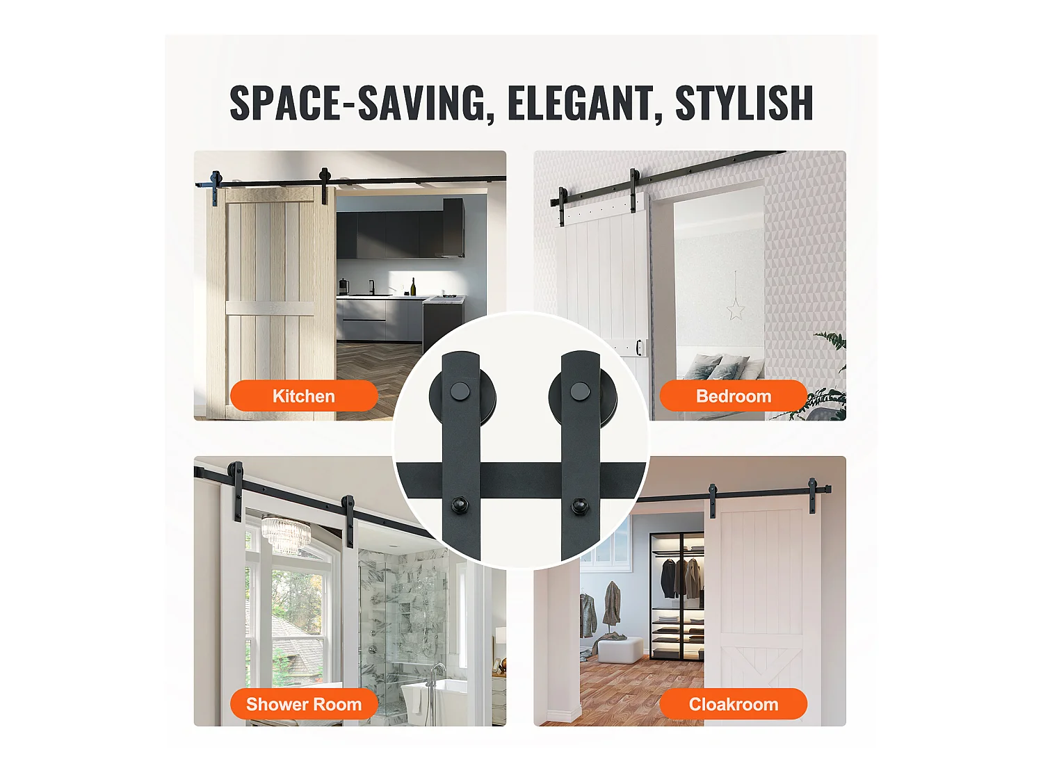 Schiebetür SucceBuy 8 Fuß Schiebetür-Hardware-Kit für Scheunentore, Einzeltür-Schrankschiene