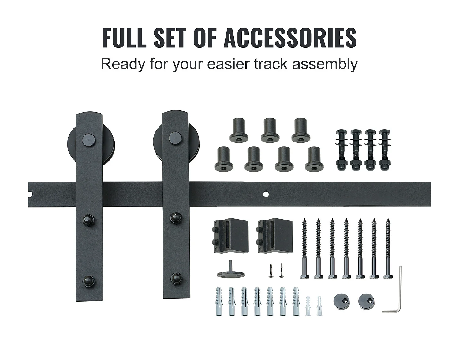 Porta de Correr SucceBuy Kit de Ferragens para Porta de Correr de Celeiro de 2,5 M, Calha para Armário para Porta Única