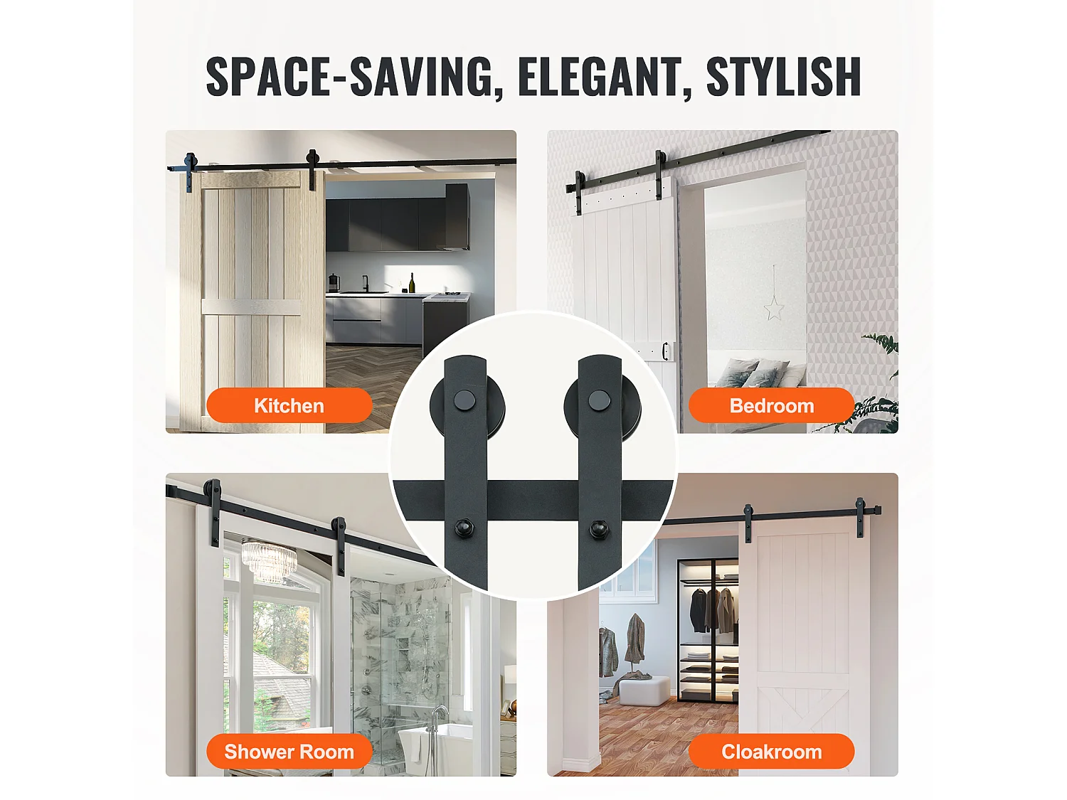 Porta de Correr SucceBuy Kit de Ferragens para Porta de Correr de Celeiro de 2,5 M, Calha para Armário para Porta Única