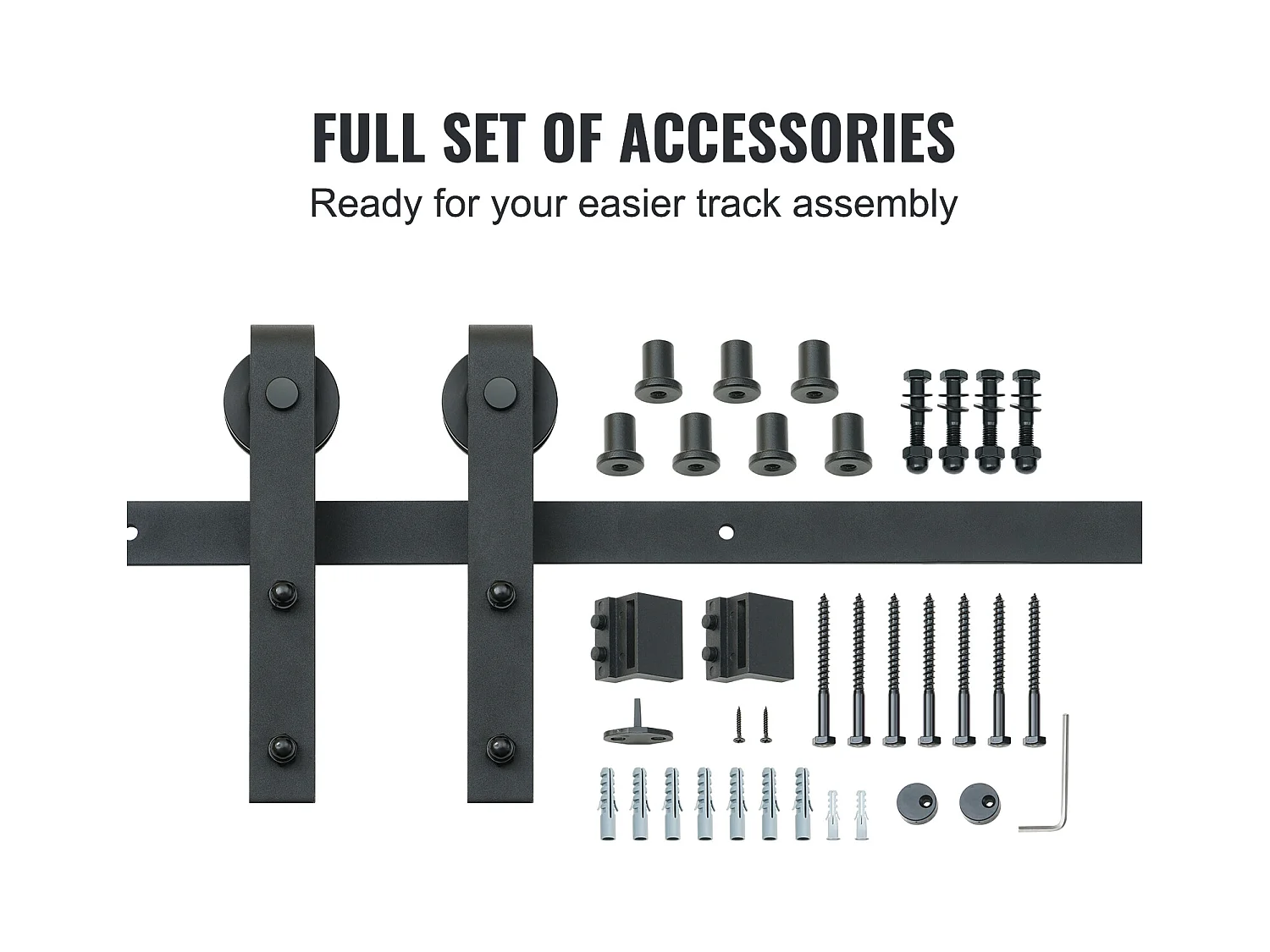 Porta Scorrevole SucceBuy Kit Ferramenta per Porta Scorrevole da 8 Piedi, Binario per Armadio, Gancio a J